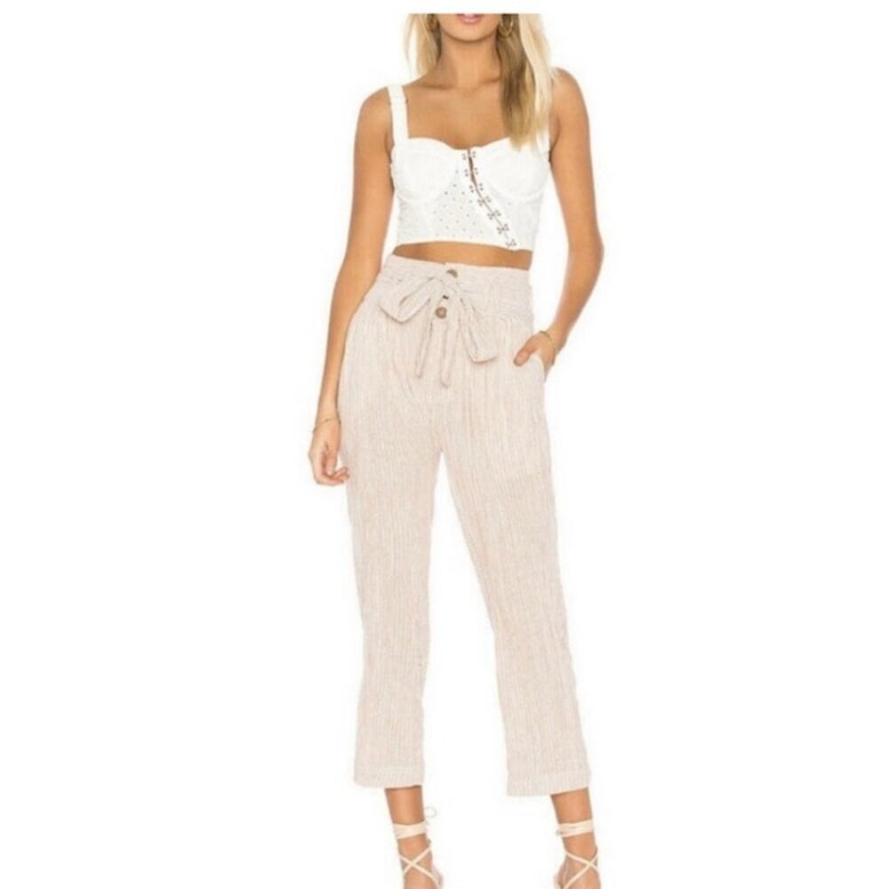 Free People Rumors pants white gray striped yarn died size 0 high waist harem - Picture 2 of 16